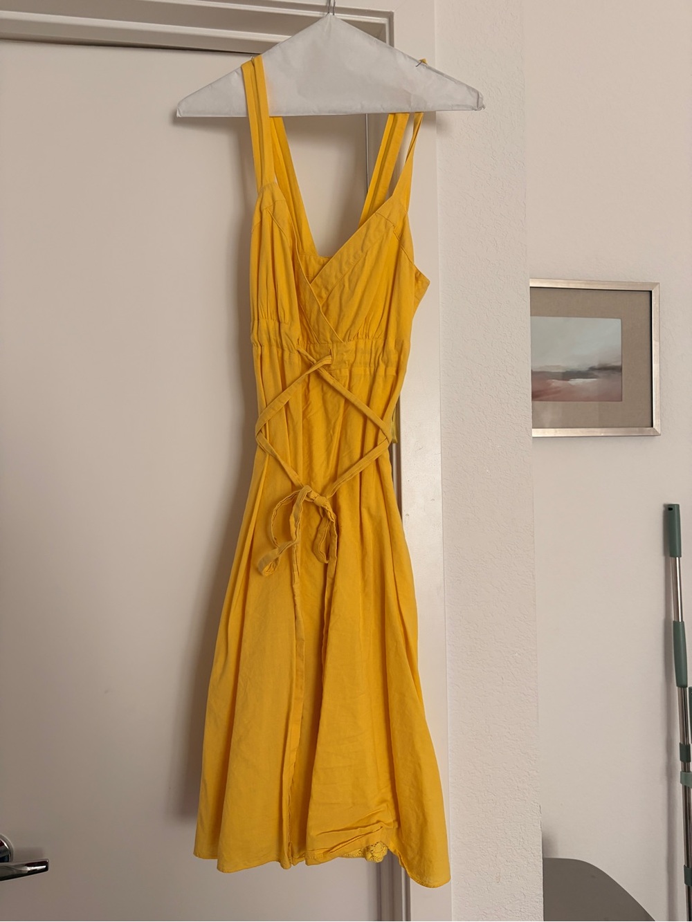 Maeve (Anthropologie) Bright Yellow Wrap-Style Midi Dress